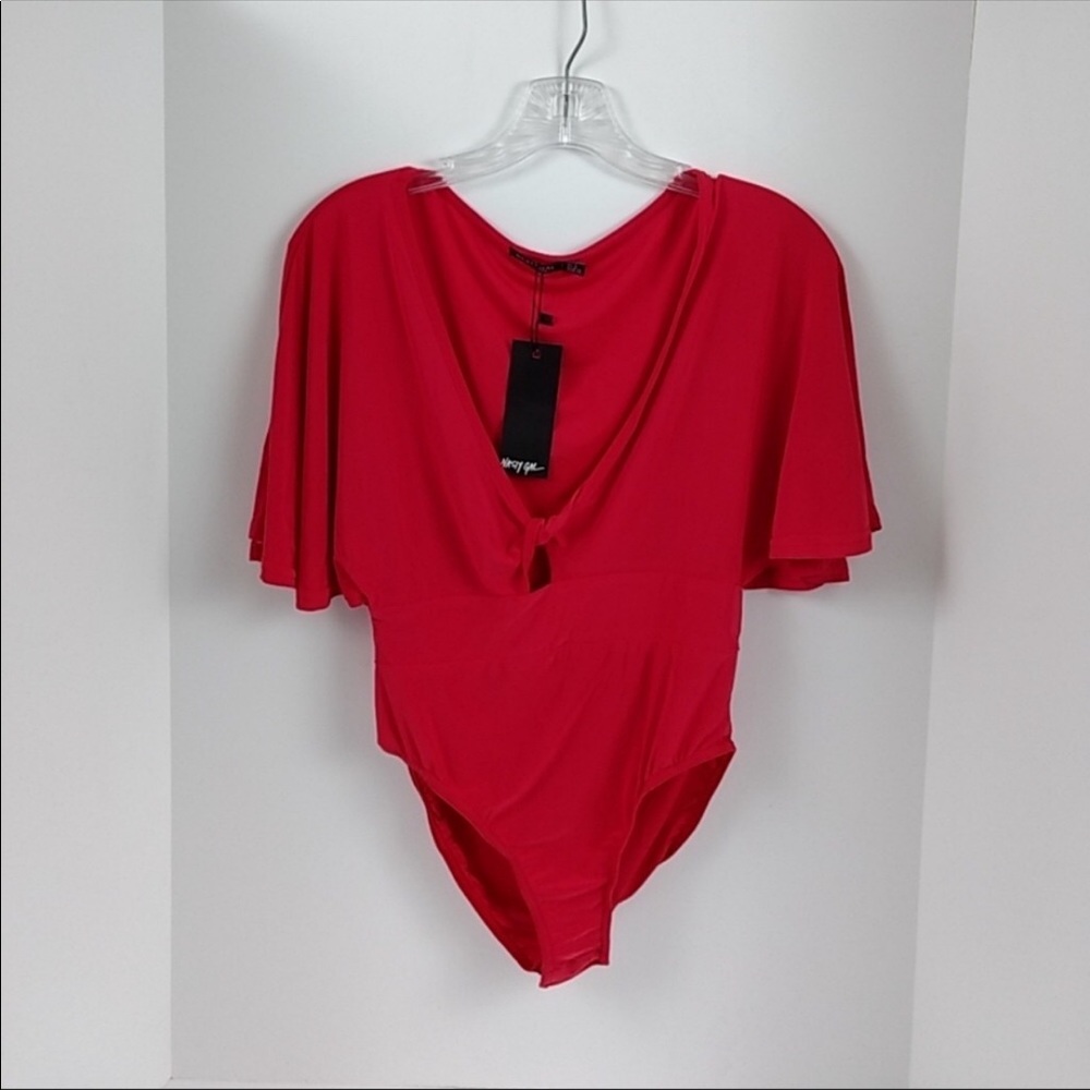 NASTYGAL Batwing Red Bodysuit